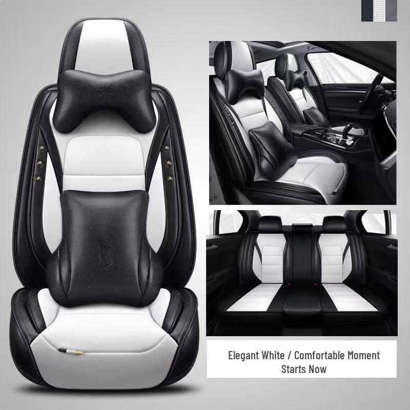 Universal Cartoon Car Seat Cushion - Four Seasons, Wear-Resistant, Dirt-Resistant, Full Surround, Leather Cover for Five-Seaters