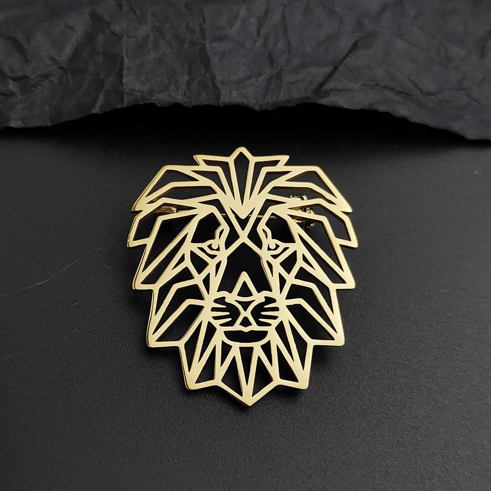 Men's Cyberpunk Style Lion Metal Brooch, Geometric Structure Badge Accessory, Jacket/backpack Hip Cool Decorations.