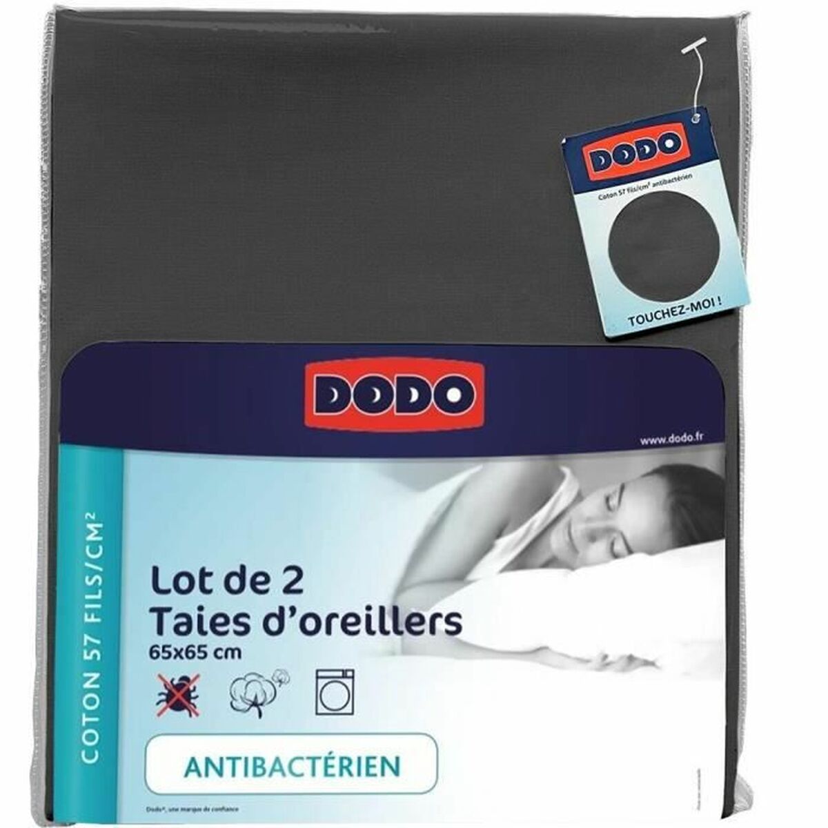 

DODO Наволочка 2 шт. Антрацитовый Белый 65 x 65 см TU прозрачный