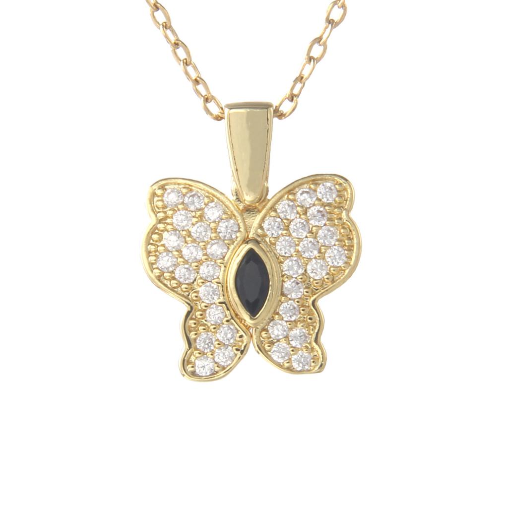 Light Luxury, Gorgeous, Versatile Double Layered Butterfly Collarbone Chain, Versatile Copper Micro Inlaid Zircon Necklace