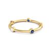 Blue Sapphire Bezel- 925 Set Stacking Band Ring - 925  Sterling Silver Gold Vermeil