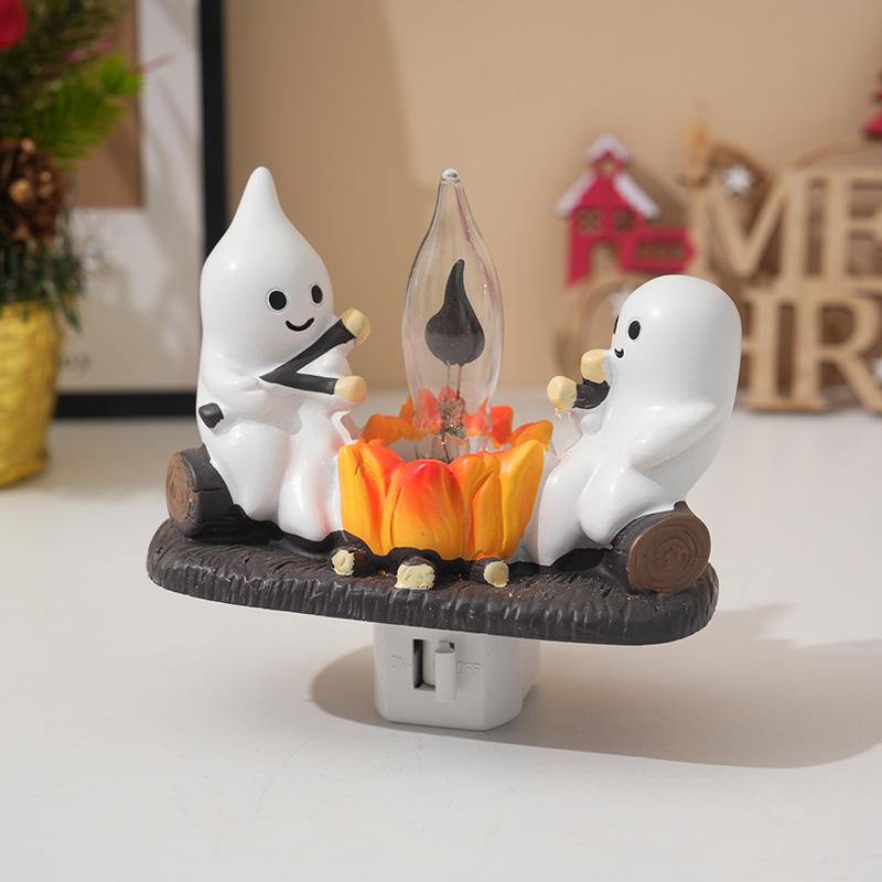 2025 Halloween Ghost Resin Lamp Figurine - Cute Tabletop Decoration