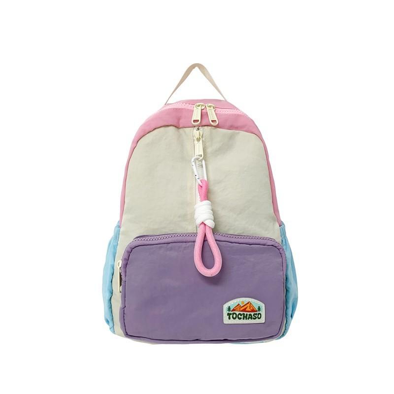 Kids Fashionable Backpack Color Block Design Large Capacity Bag Kindergarten