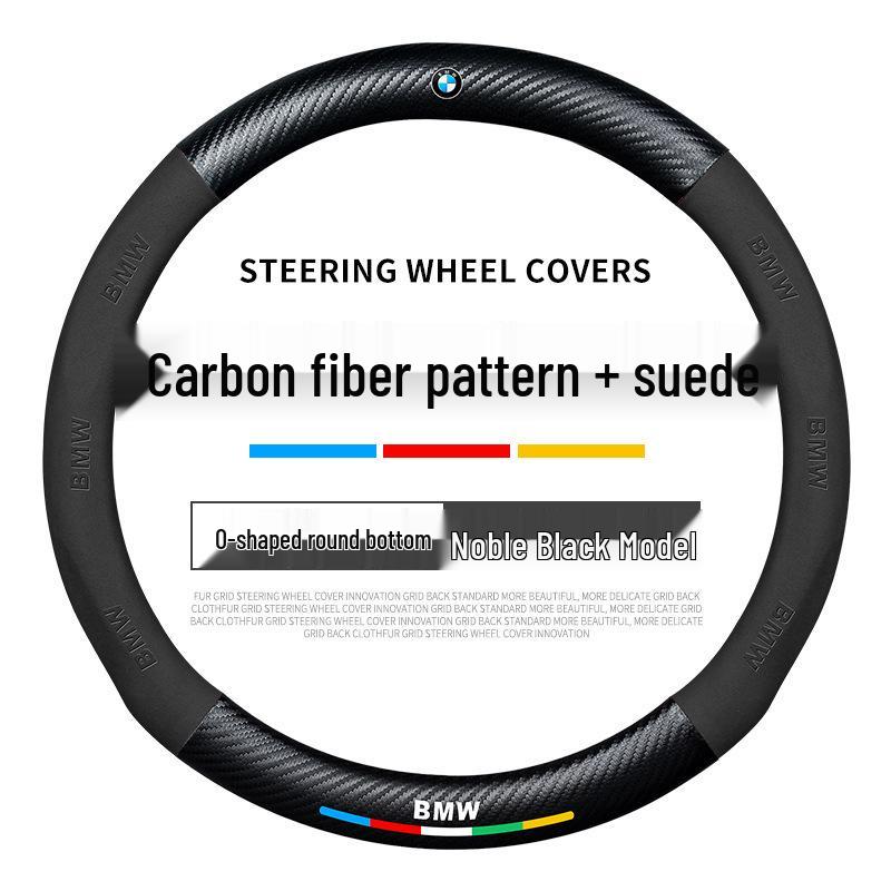 Suede Steering Wheel Cover for BMW 1, 3, 5, 7 Series and X1, X3, X5 Interior Upgrade.