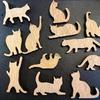 Cat Wooden Crafts Stackable Cat Ornament Diy Graffiti Easter Party Decoration