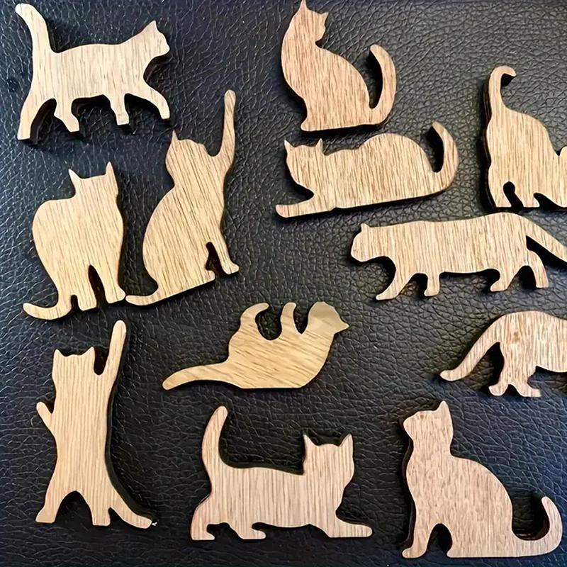 Cat Wooden Crafts Stackable Cat Ornament Diy Graffiti Easter Party Decoration