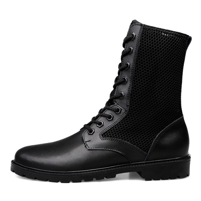 Men's Large Size Mesh Leather High-Top Casual Outdoor Work Boots (38-52)