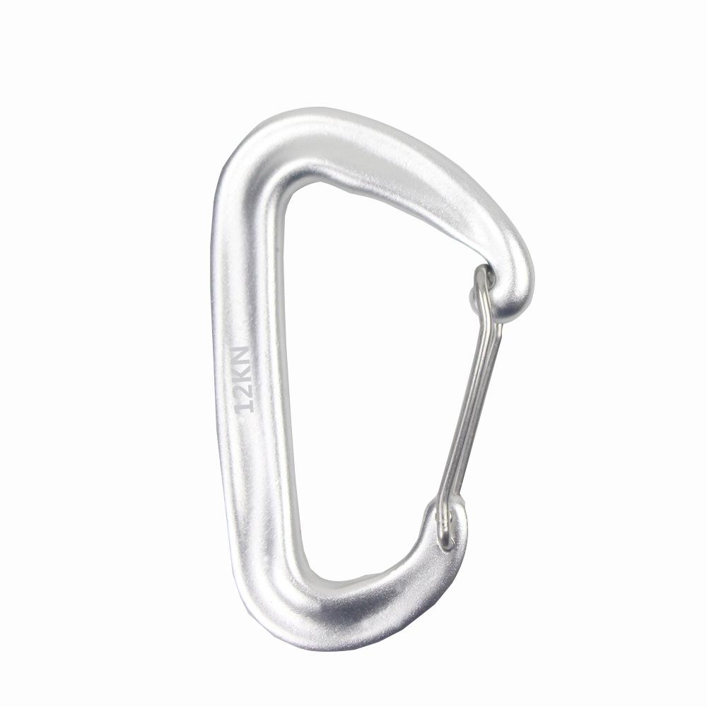 

12KN D-Type 7075 Aluminum Carabiner: High-Strength Quickdraw for Rock Climbing & Hammocks серебряный