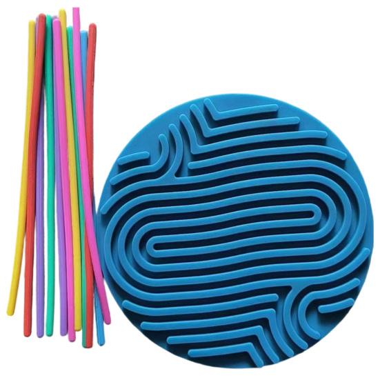 Round Silicone Sensory Activity Board Double Sided Stress Relief Sensory Board with Strings Boys Girls Silent Fidget Toy Party Favors