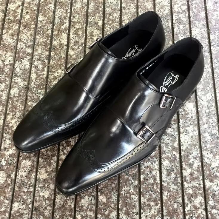 Men'Sdressshoes Pointed Monk Monk Shoes Cowhide Dress Leather Shoes Men'S Double Buckle Business Casual Shoes
