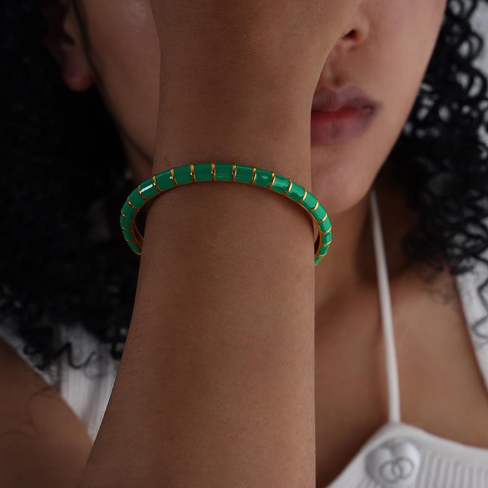 

Титановая сталь Девушки Подруги Браслет Корейский Милый Женский Браслет Цвет Макарон Популярная Индивидуальность Циркон Сияющий Циркон зелёный