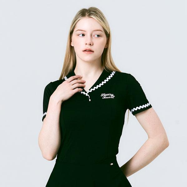 HENRY STUART Women'S Lace Collar Shirt Black