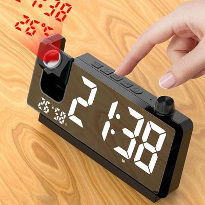 Digital Clock Projector HD LED Display Smart Projection Clocks For Bedroom Modern Desk Decor 180 Degree Rotatable Smart Smart