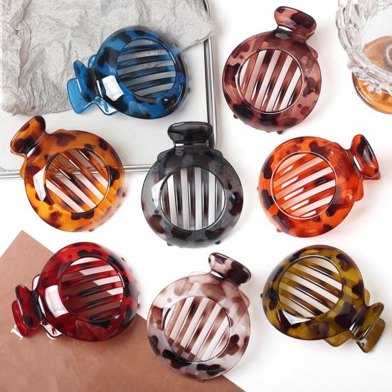 Women Hair Clip Round Anti-slip Teeth Hair Claw Hollow Design Back Head Hair Clamp Hair Styling Tool Hair Accessories