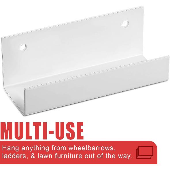 Blulu 4 Pieces Wall Mount Ladder Wall Wheelbarrow Hanger Steel Garage Storage Hook Wheelbarrow Hanger Heavy Duty Garage Storage Organizer for Hang