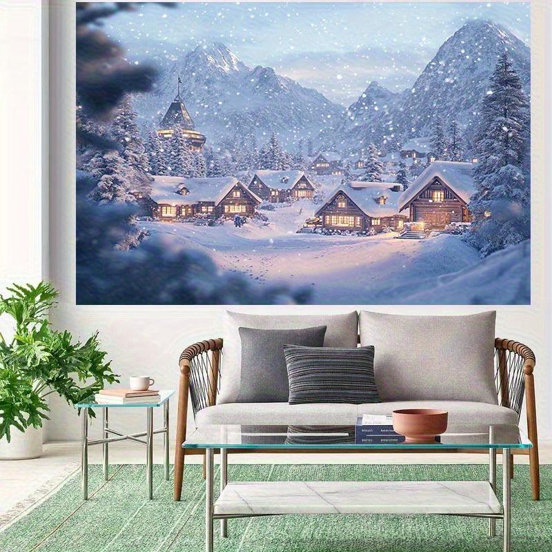 1 piece of winter snow village party background cloth - no power required home and outdoor Christmas decoration snow scenery