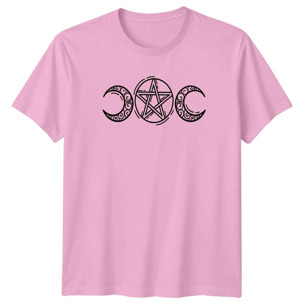 Triple Moon Pentagram Wiccan Symbol TShirt Wicca Spirituality Birthday Gift