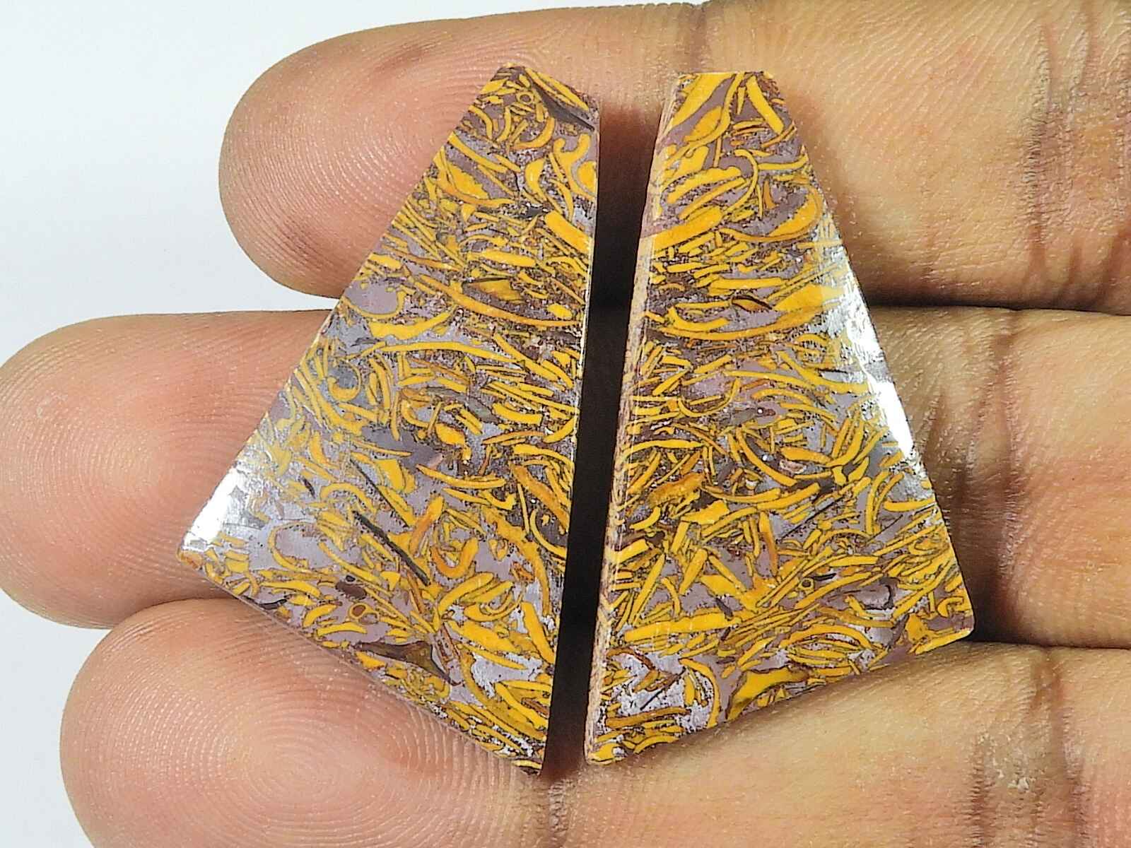 

20X37X04 MM Natural Mariam Jasper Matched Pair Fancy Cabochon Gemstone 52Cts SK-3407