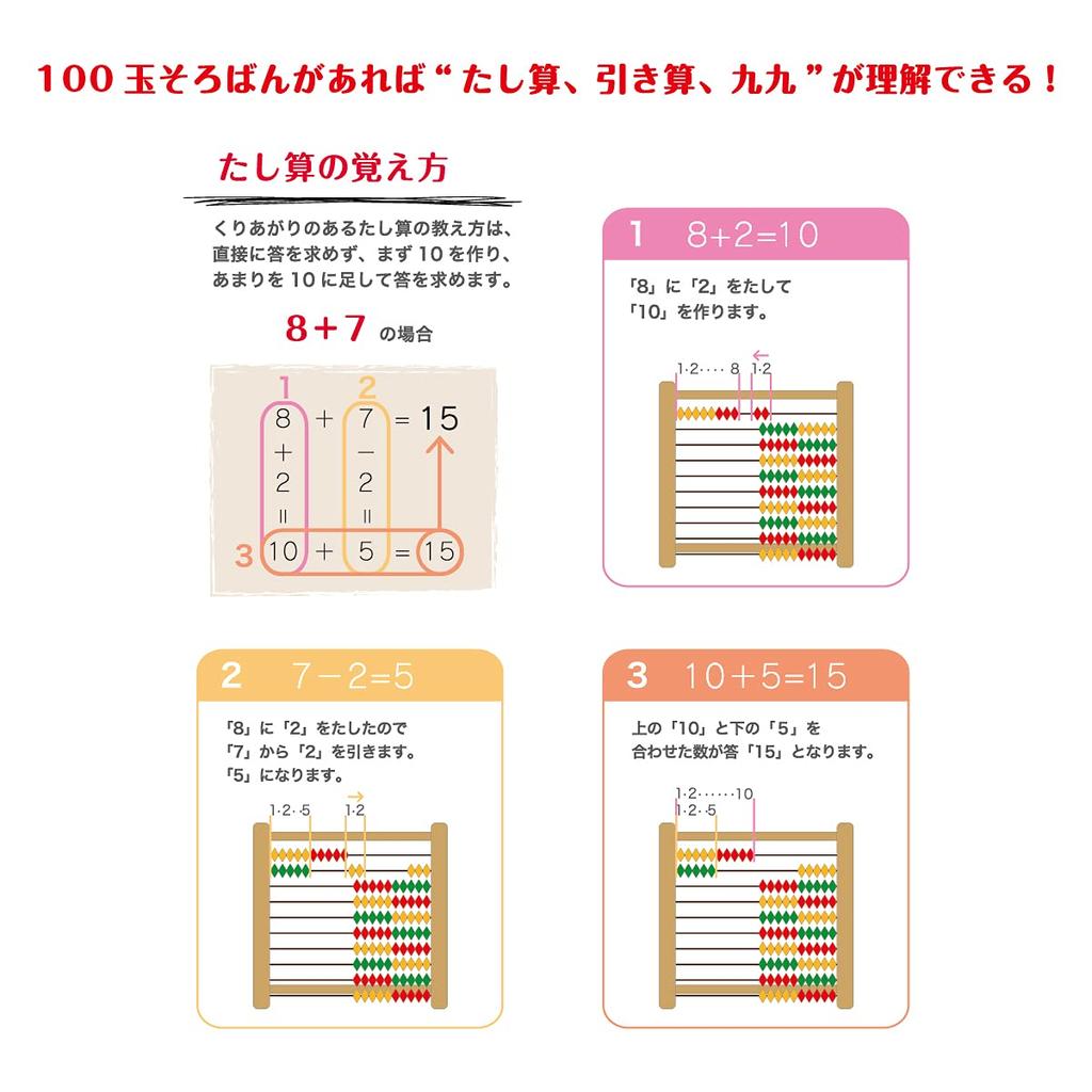 Daiichi Banshu Soroban 100-bead Color Abacus SO-138 Educational Multiplication Table Number Concepts