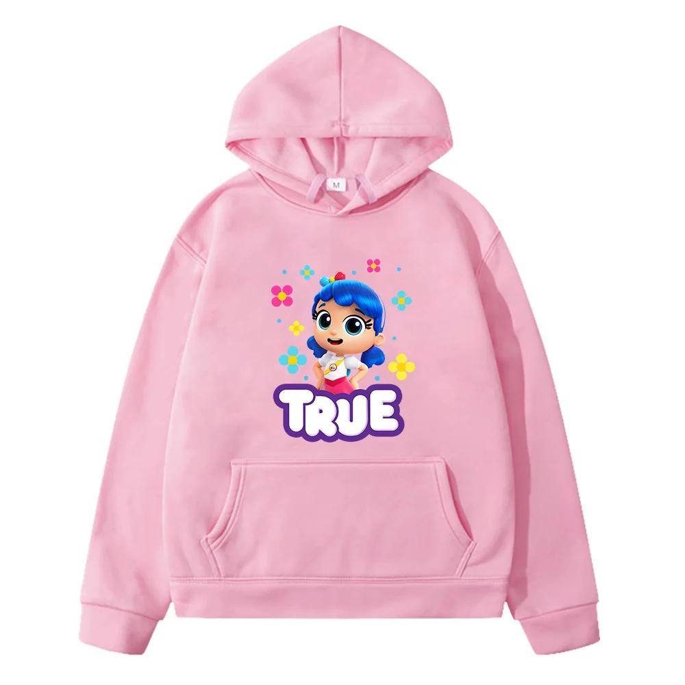 

True and The Rainbow Kingdom Cartoon Graphic Kids Hoodies Casual Boys Long Sleeve Sweatshirts Children Cute Printing Pullovers 130 розовый