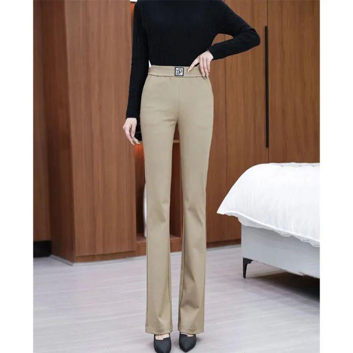 

Women s Slim-Fit Elastic High-Waist Wide-Leg Pants - Spring/Autumn 2025 Fashion Collection XL хаки