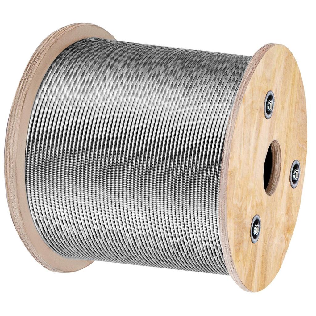 T316 Stainless Steel Cable 1/8" 7x7 Steel Wire Rope Cable 500FT Cable Railing Transport Wire Rope Cable for Railing Decking DIY Balustrade