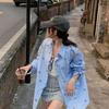 Solid Color Women's Shirt Bow Print Chest Pocket Turn Down Collar Long Sleeved Blouse Spring New Style Loose Casual Cute Version Female's Top