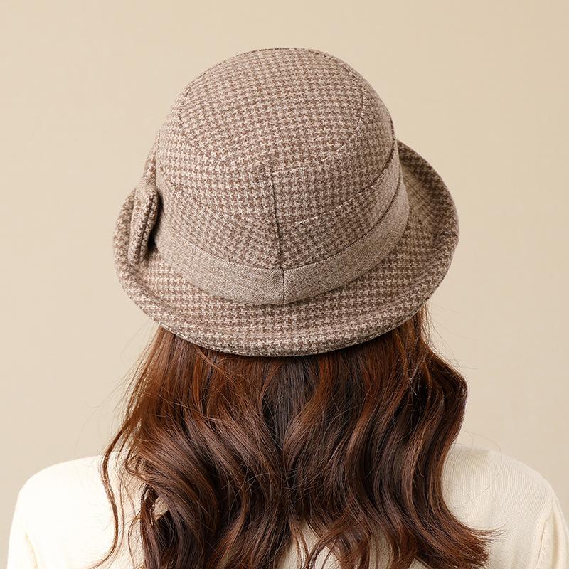 Middle-aged and Elderly Women's Autumn and Winter Hats, Warm Woolen Top Hats, Basin Hats, Spring and Autumn Leisure Bucket Hats