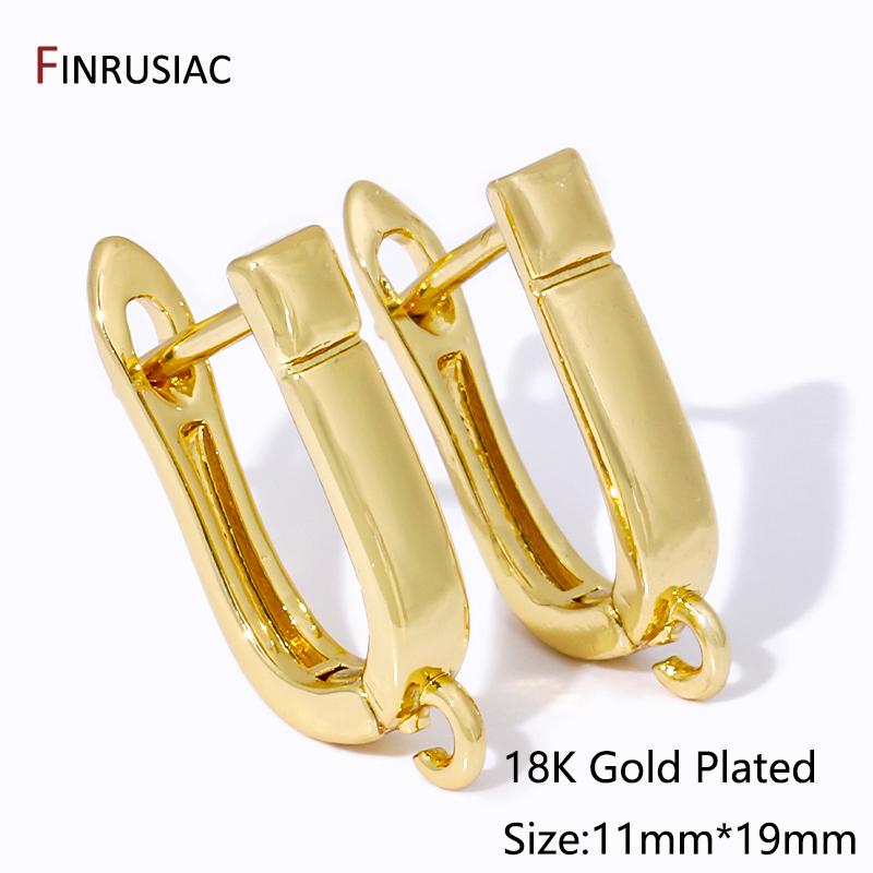

18K Gold Plated Brass Smooth Earwire Fasteners Earring Hooks Clasps,Earring Fixtures,DIY Women Shvenzy Earrings Making Supplies 1 Pair