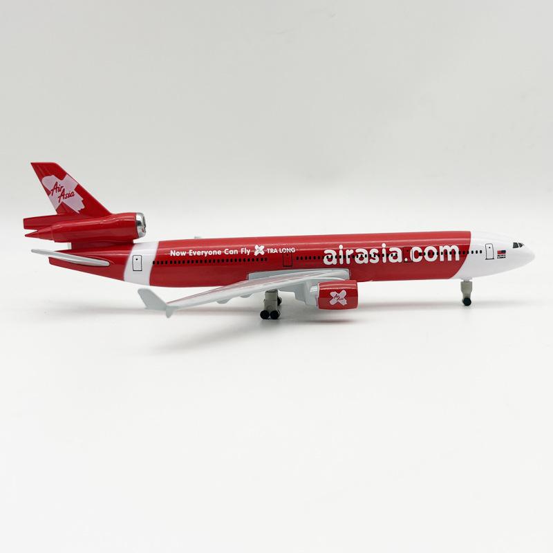 Kits de modèles d'avions en métal moulé sous pression AirAsia MD-11 1/300 avec support (8,3 pouces L) pour Jouet d'Avion Adulte Cadeaux d'Aviation ou Collections