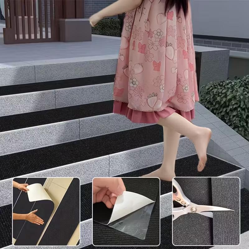 1PC 20x80cm Non-Slip Carpet Stair Treads Non-Skid Safet Rug Slip Resistant Indoor Runner for with Reusable Adhesive - Gray - Car
