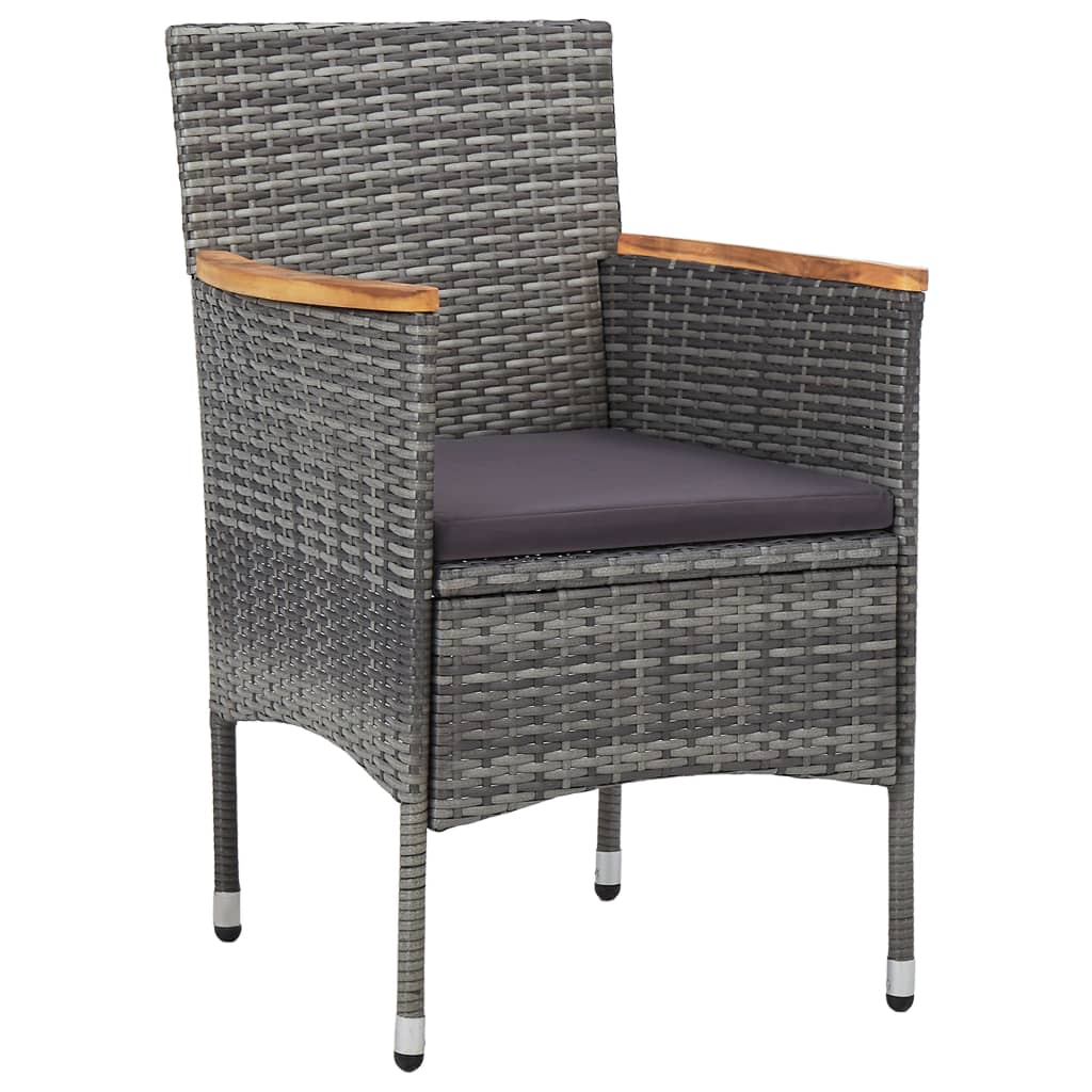 Garden Dining Chairs 2 pcs Grey Poly Rattan