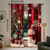 2pcs Festive Snowman Curtains - Christmas Window Treatment with Red Snowflakes & Snowmen   Rod Pocket Design   Polyester Material