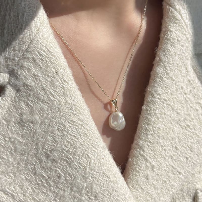 youngglow 14k baroque pearl pendant necklace