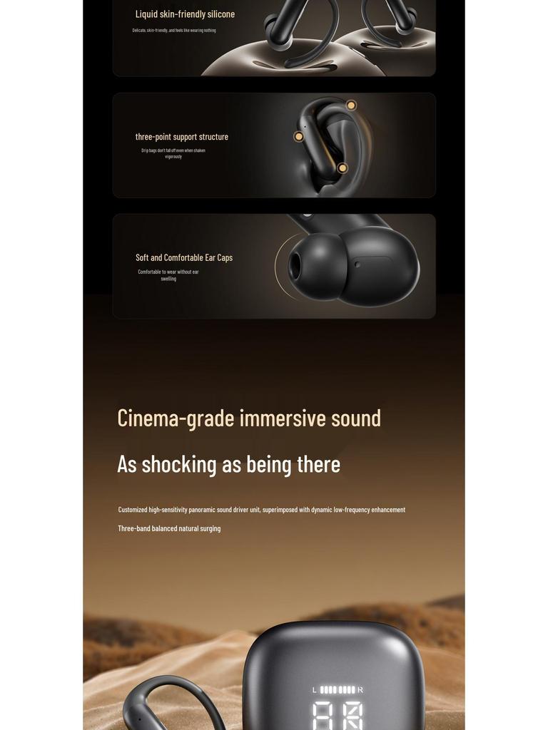 Smart M145 Ear-hook Bluetooth Earphones with Semi-in-Ear, Open Design, and Dual Digital Display.
