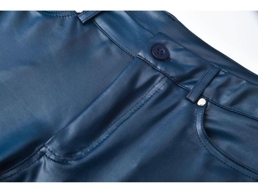 2023 European and American Women's PU Leather Skinny Casual Pants