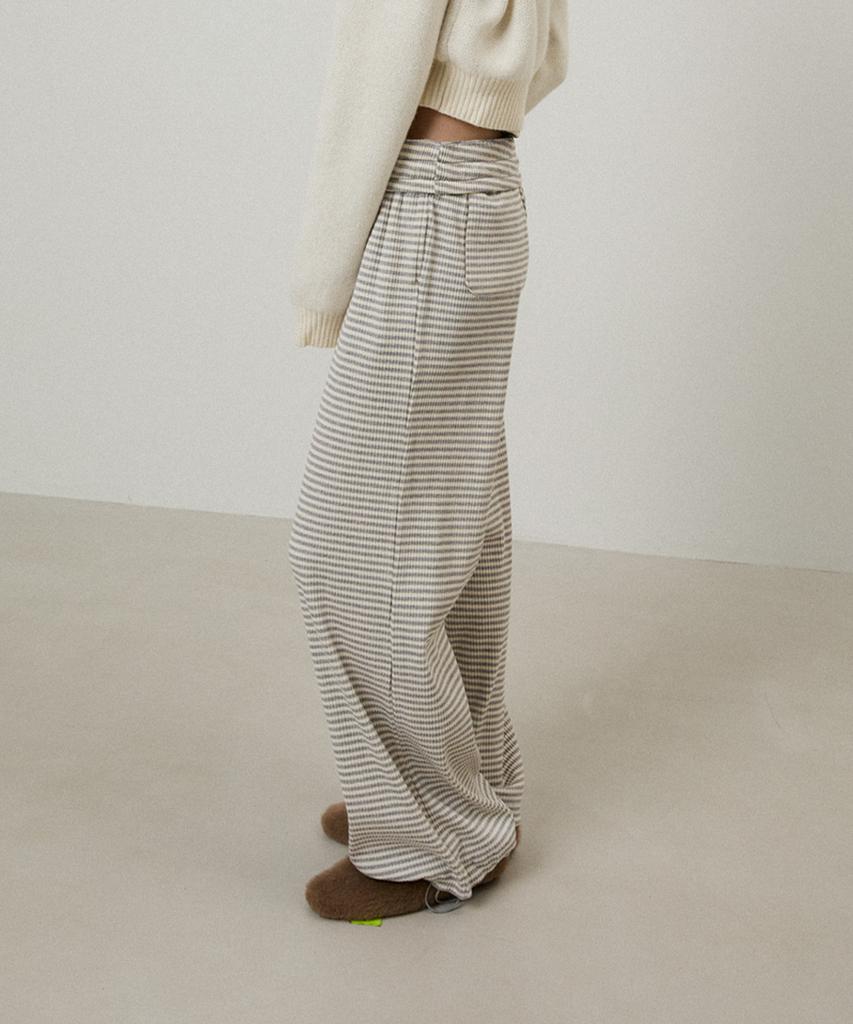 LMOOD WOMEN Puppy Stripe Lounge Pants Warm Grey