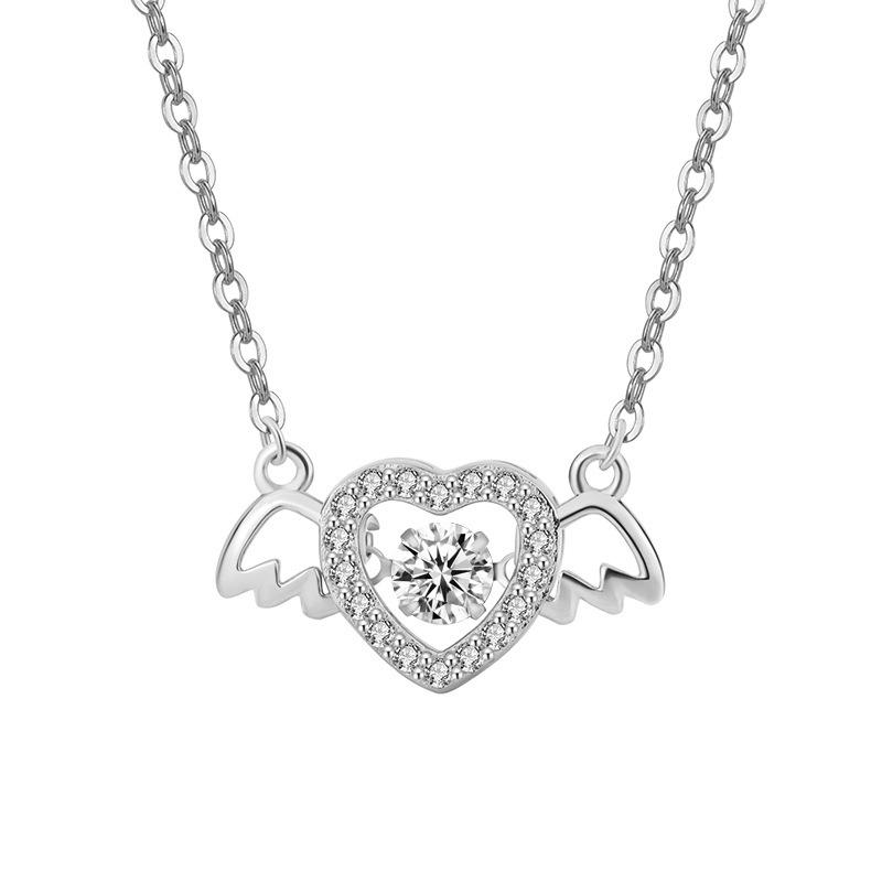 Angel Wings Agile Necklace Women's Trendy Love Heart Beating Heart Clavicle Chain