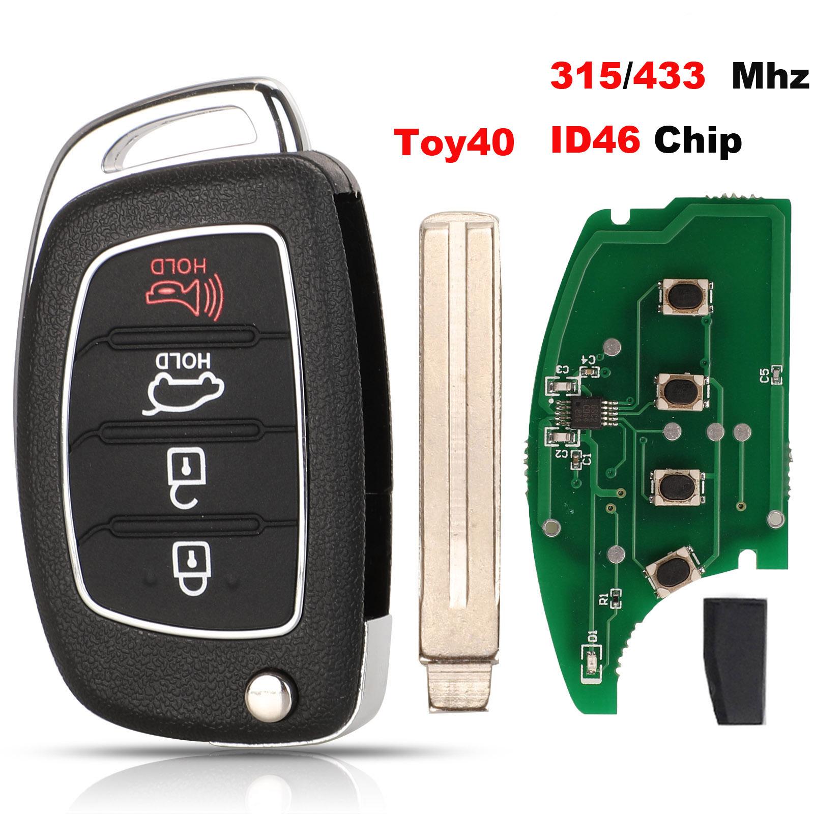 

jingyuqin 4B 315/433 МГц с чипом ID46 дистанционный ключ автомобиля для Hyundai IX35 i20 ключ управления с лезвием 1ps eton синий