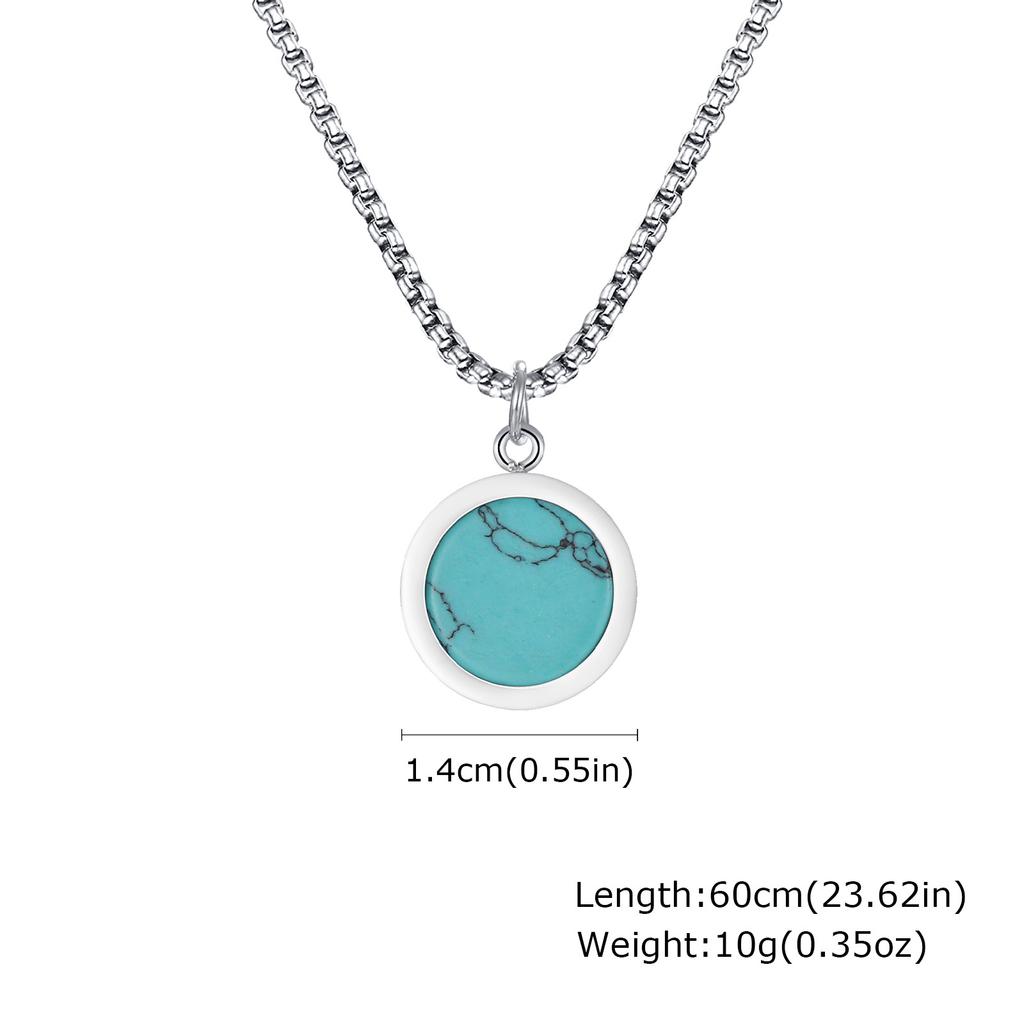 Stainless Steel Round, Oval Brand Natural Stone Abalone Shell Necklace Men'S Geometric Simple Pendant Nc-1061