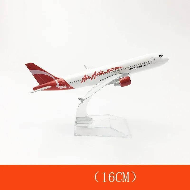 Airplane Kit Metal 320 Air Asian White 16CM A320 Diecast Aircraft Model Plane Toys (with Stand) Aviation Display Gifts