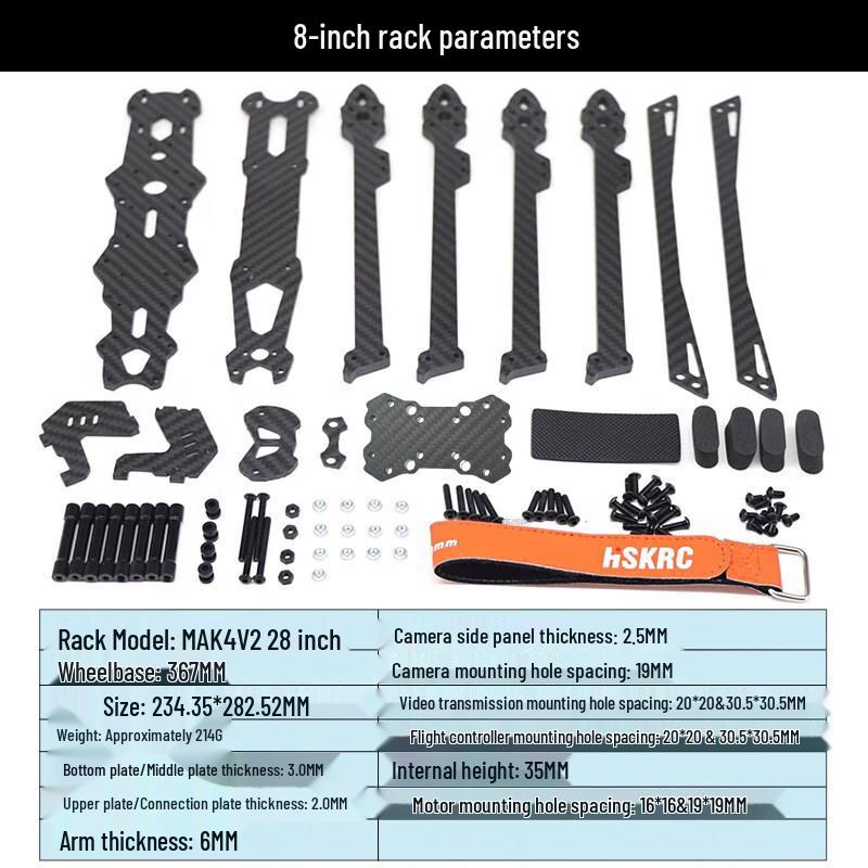 Yingbing MAK4 V2 8-inch Carbon Fiber FPV Drone Frame