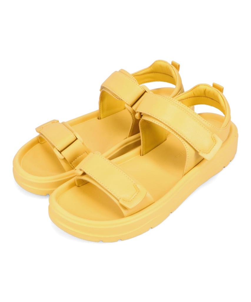 Sandale de damă cu talpă groasă și două barete, mărimi sport Oriental Traffic E, 51227, Galben, 23.0cm-23.5cm,