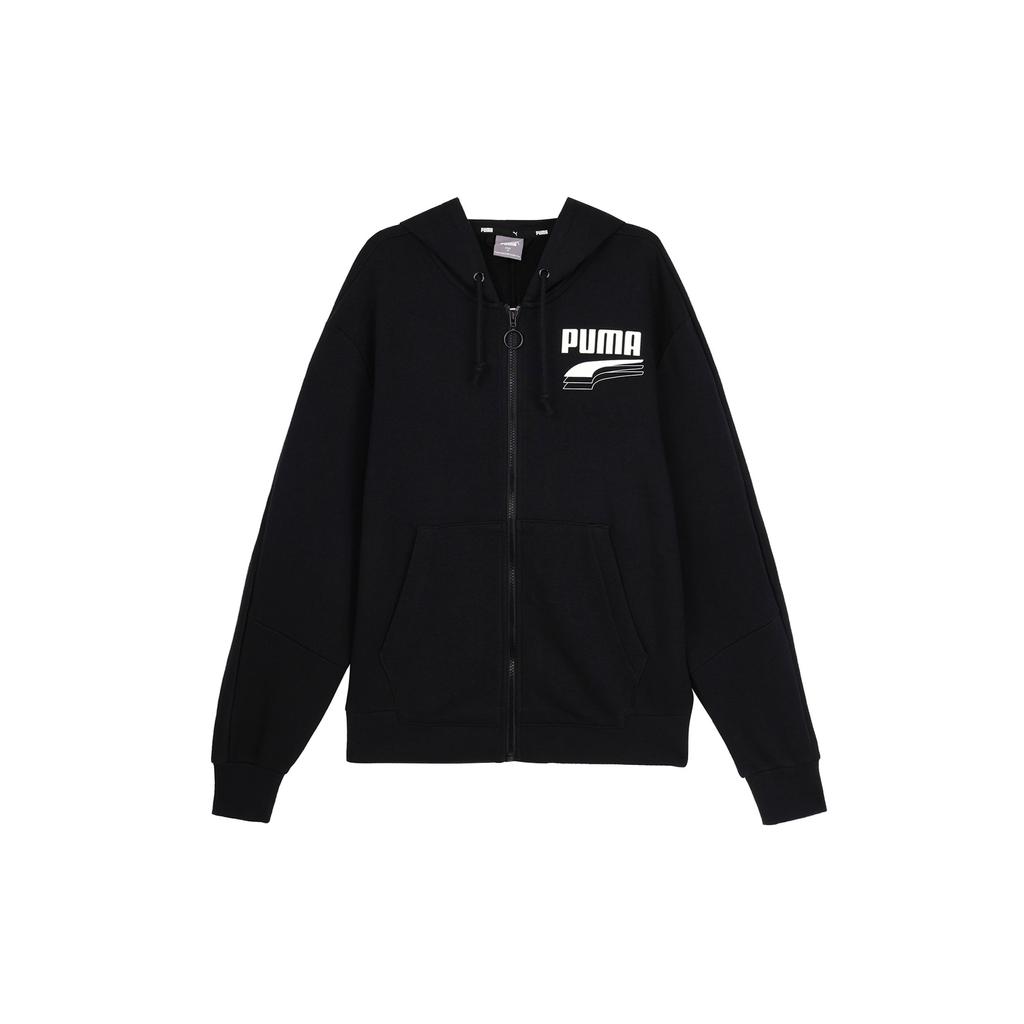 Puma Solid Color Brand Logo Zip-Up Hoodie Men jackets Black 582733-21