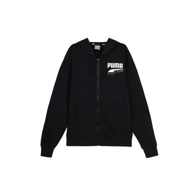 Puma Solid Color Brand Logo Zip-Up Hoodie Men Jackets Black 582733-21