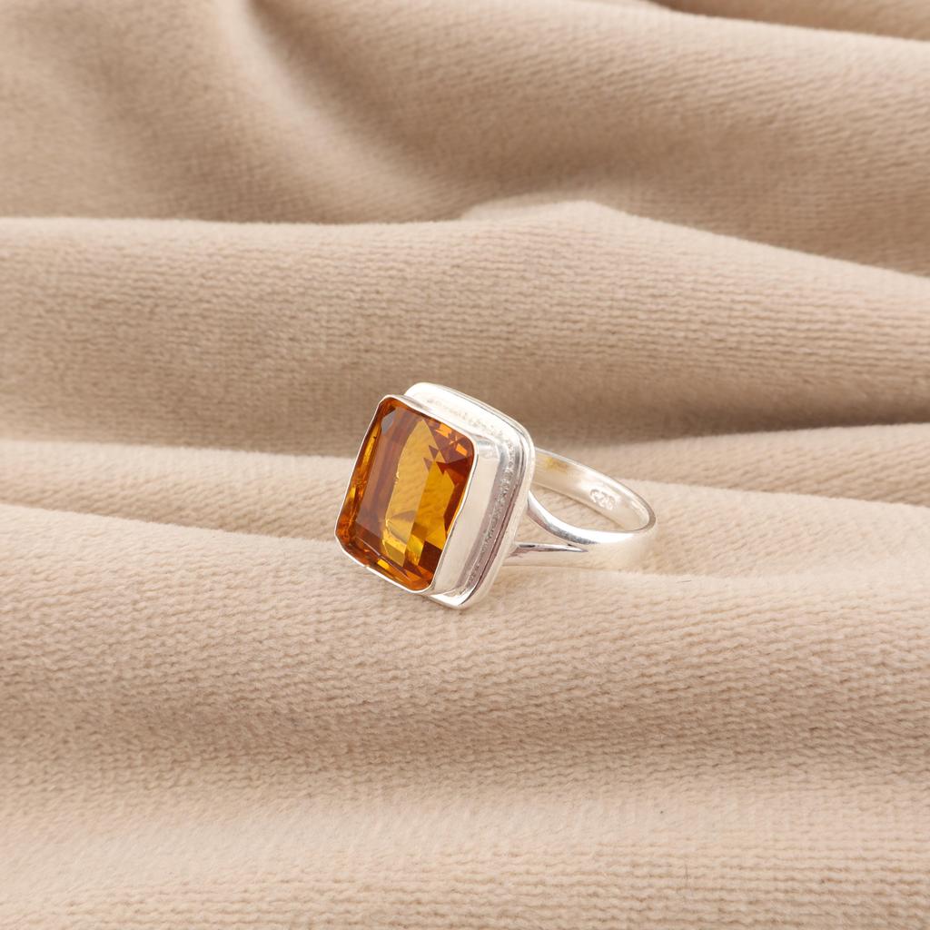 Natural Citrine Gemstone 925 Sterling Silver Handcrafted Jewelry Partywear Ring Anniversary Gift For Wife RR-79-6