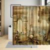 Retro Paris Tower Flower Oil Painting Shower Curtain Elegant Fabric Waterproof Bathroom Decor Screens Bath Curtains With 12 Hook