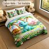 Dinosaur Theme Personalized 3Pcs Bedding Set Custom Text & Name 1 Sheet 2 Pillowcases Household Bedding 1pc