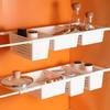 Japanese Telescopic Under-Sink Storage Rack with Hanging Rod and Spice Organizer Basket