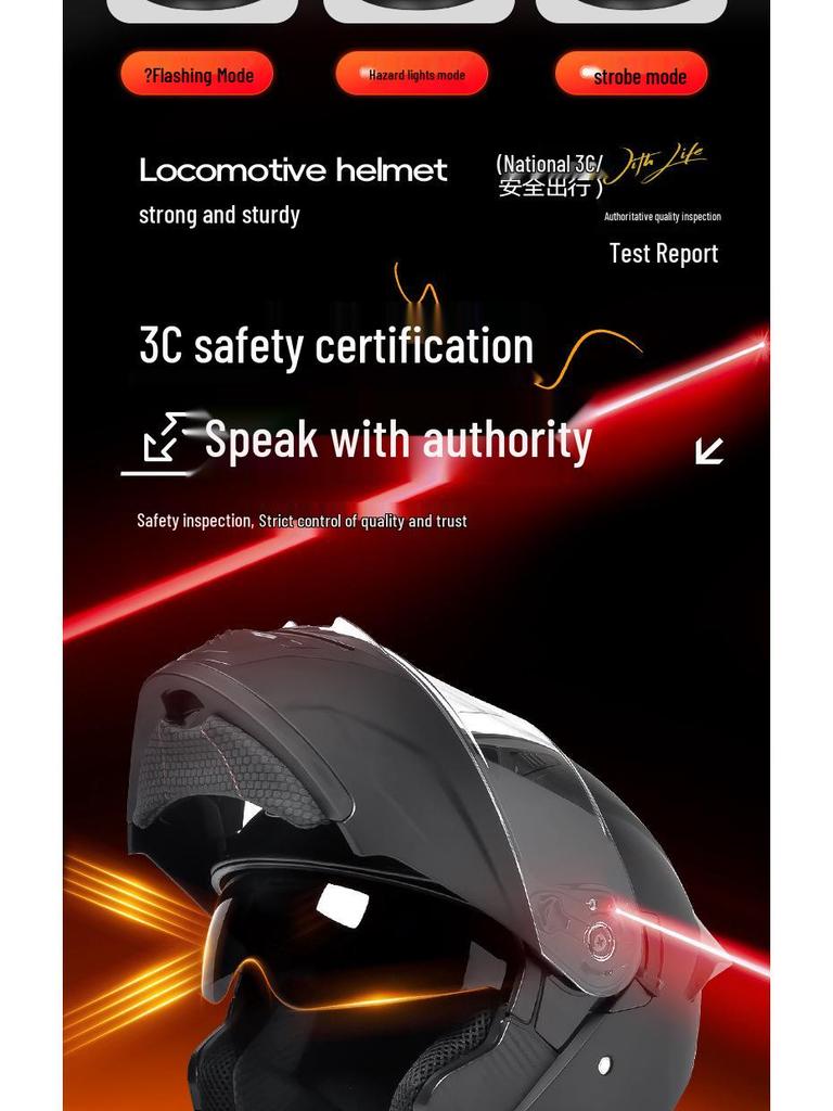 Smart Motorcycle Helmet with Flip-up Taillight for All-Season Off-road Riding